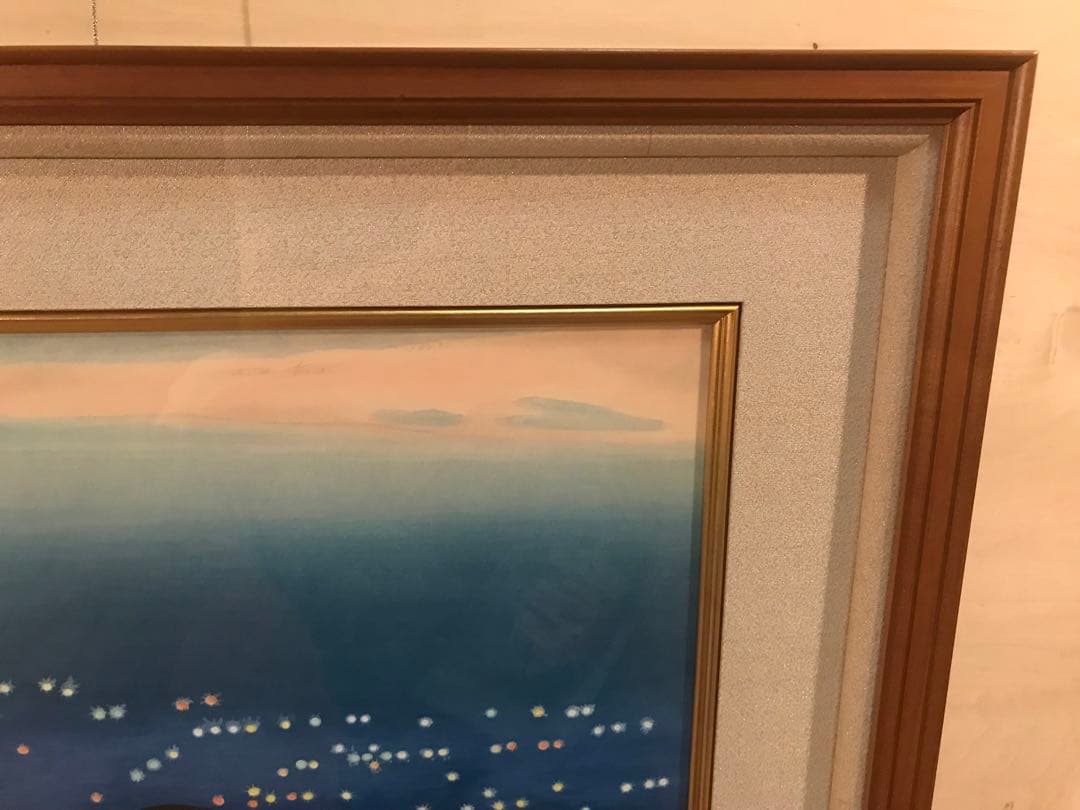 小野竹喬　「京の灯」　木版画　落款・作品証明シール有り