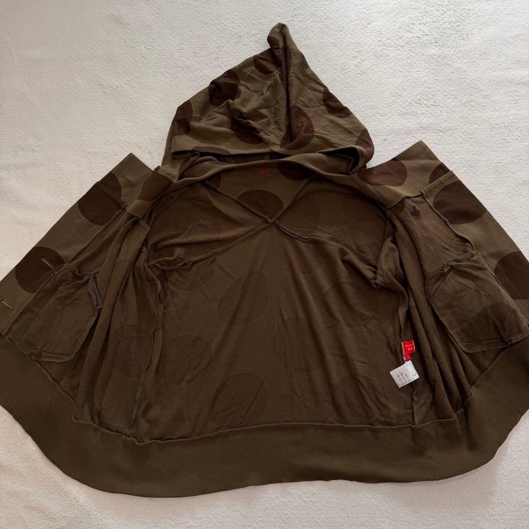 ヴィヴィアンウエストウッド　パーカー　魔女フード　ドット　カーキ　オーブ刺繍　L