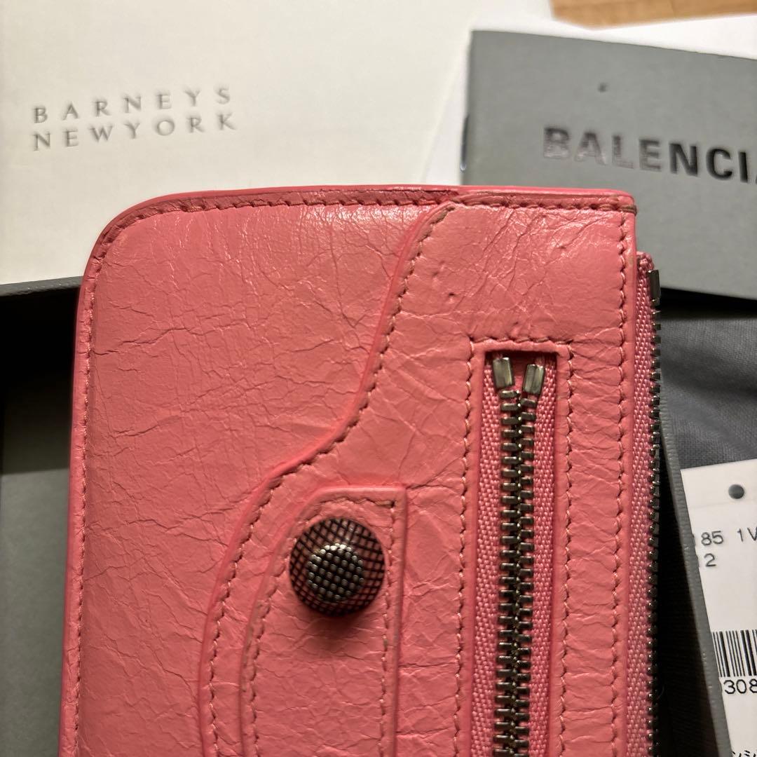 usedバレンシアガ　財布　カードケース　現行品ピンク