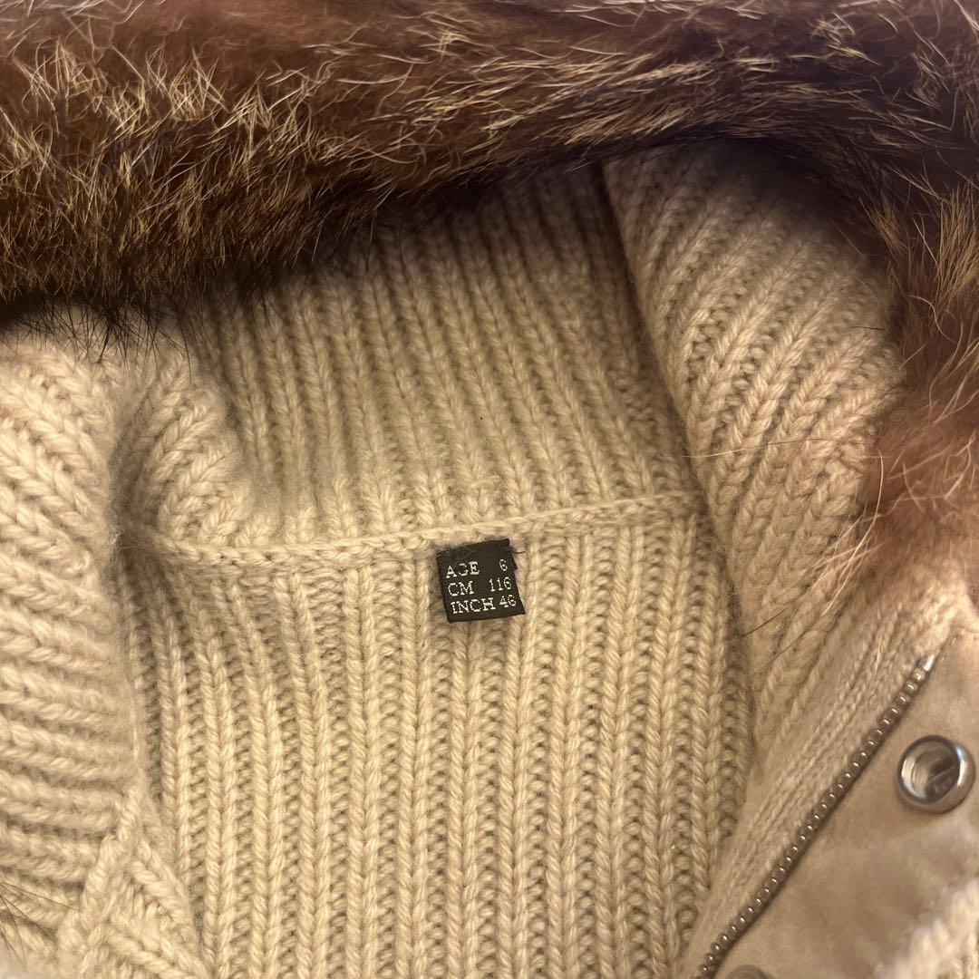 ロロピアーナ　キッズ　ニットコート　ファー付きフードコート