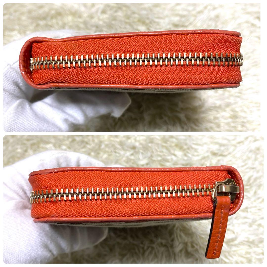 美品✨ GUCCI グッチ 長財布 GGキャンバス ラウンドファスナー オレンジ