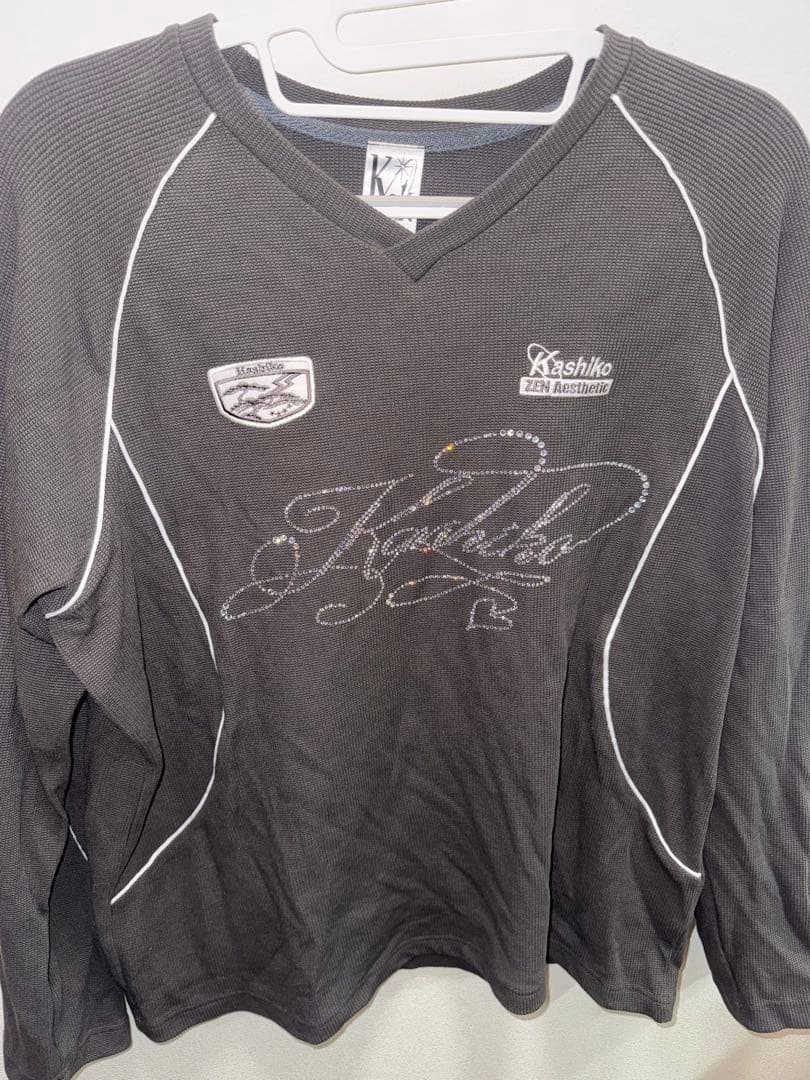 kashiko カシコ Waffle Rugby Tee Charcoal