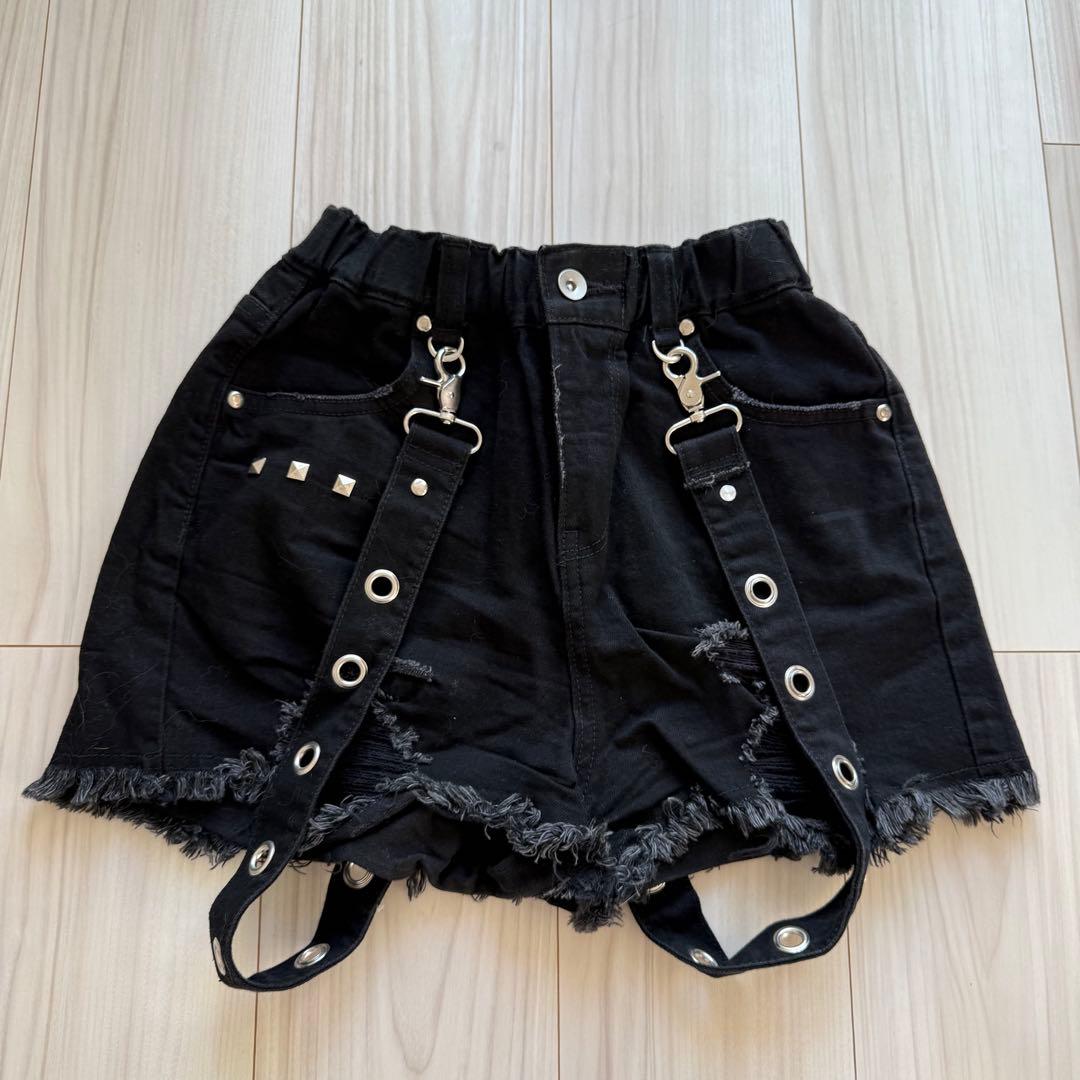 【REFLEM】サスペンダー付 ブラックショートパンツ フリーサイズ