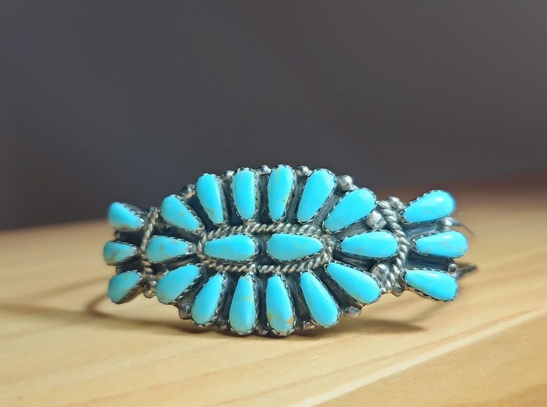 Harpo ターコイズ　フラワー　バングル　インディアンジュエリー