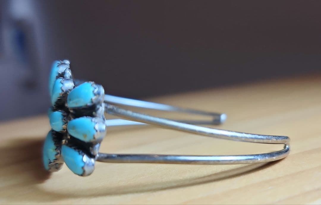 Harpo ターコイズ　フラワー　バングル　インディアンジュエリー