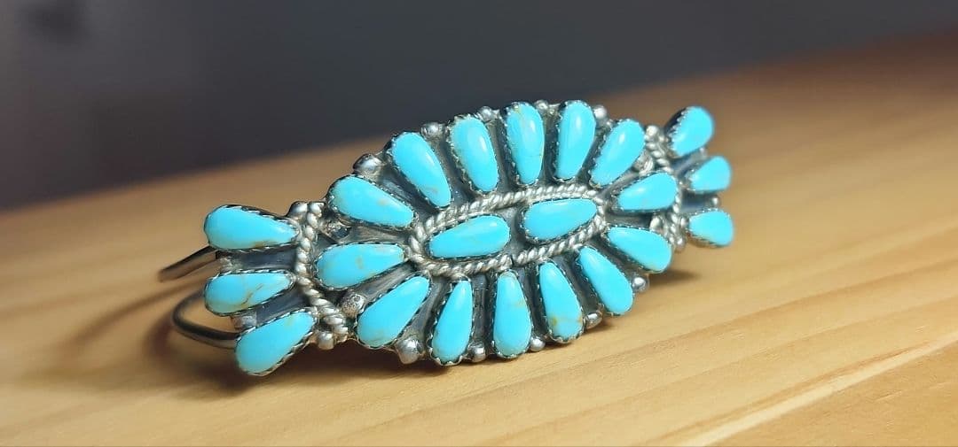 Harpo ターコイズ　フラワー　バングル　インディアンジュエリー