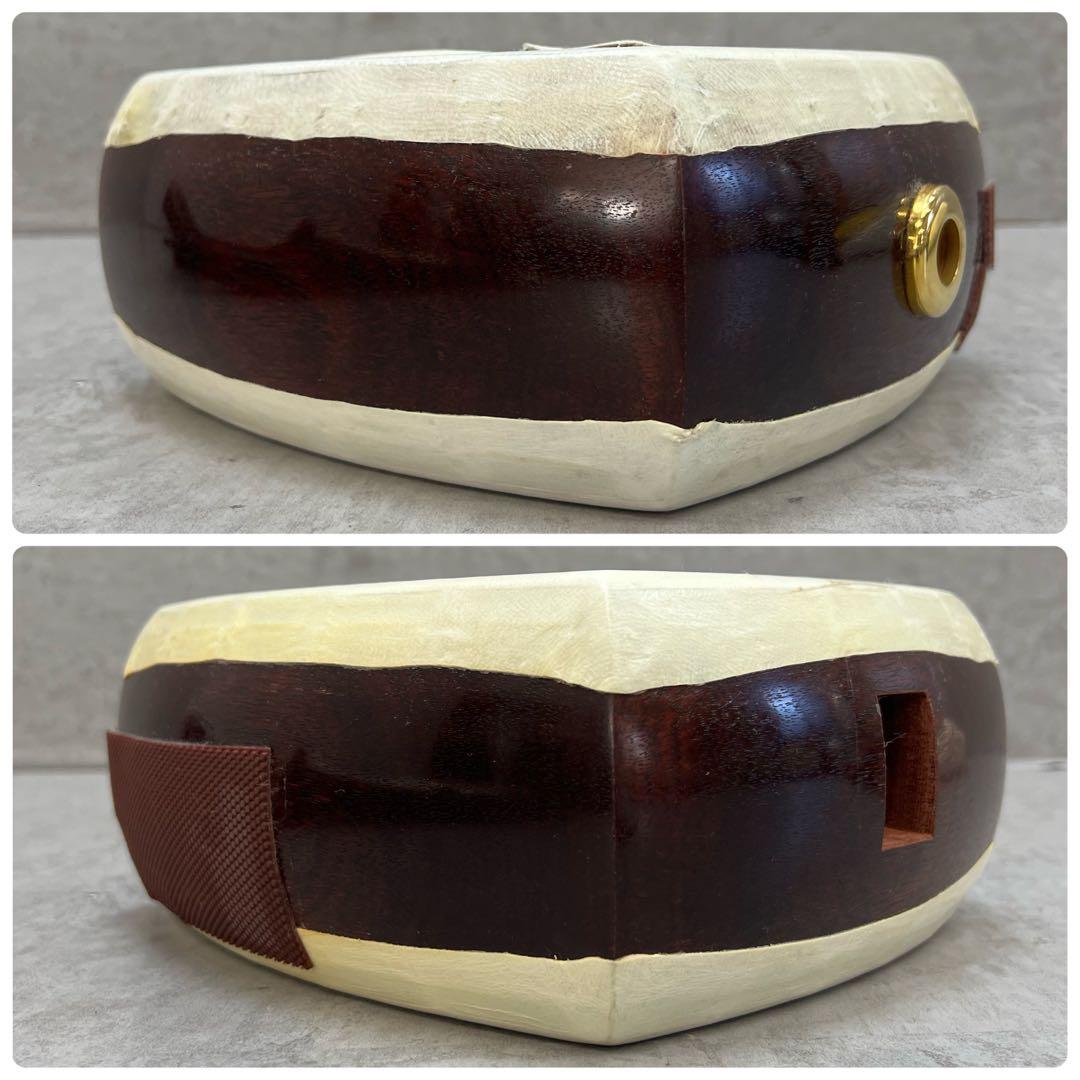 トチ多数　津軽三味線　子持ち綾杉胴　三つ折　紅木　金細　正寸　ジャンク　現状品