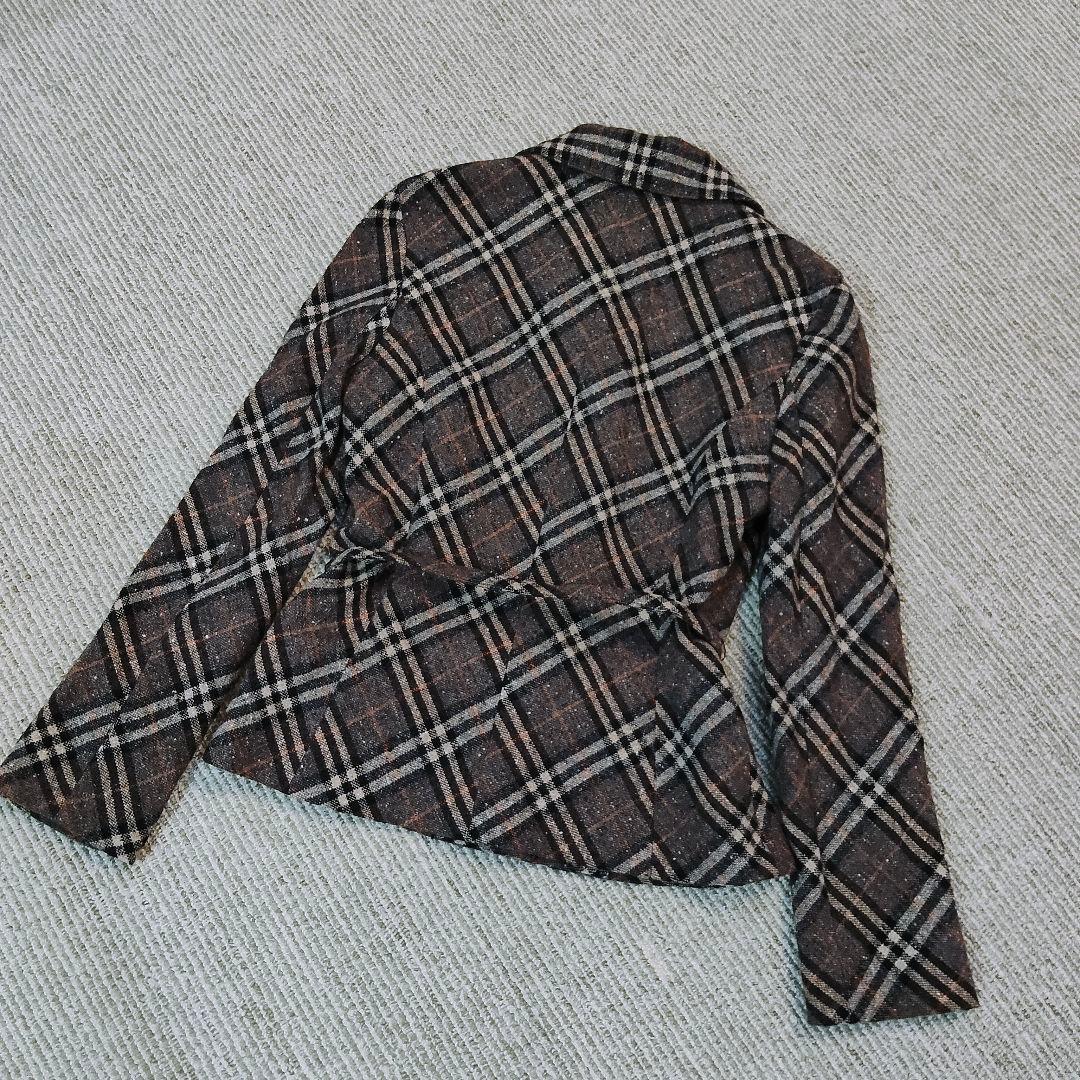 バーバリー ブルーレーベル ノバチェック ロゴベルト ジャケット アンゴラ