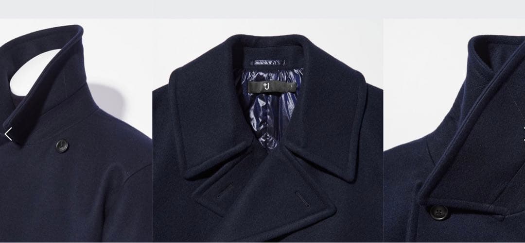 ウールブレンドオーバーサイズピーコート ネイビー ユニクロJ+ 新品