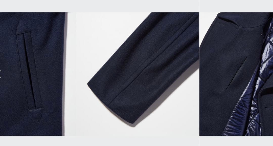 ウールブレンドオーバーサイズピーコート ネイビー ユニクロJ+ 新品