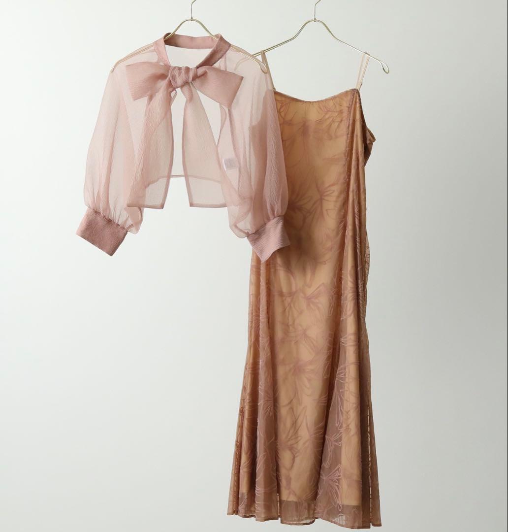 ボウタイ リボン ボレロ キャミワンピース 2点セット パーティー 結婚式