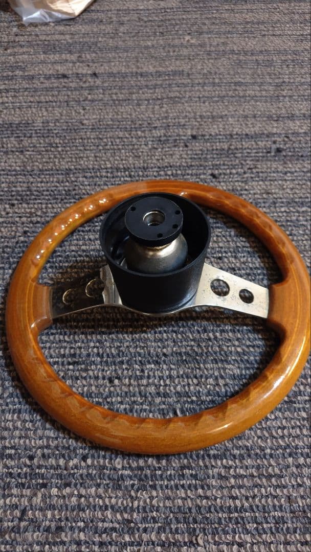OBA ウッド製 ステアリング 約32.5cm ボス、ホーンスイッチ付き