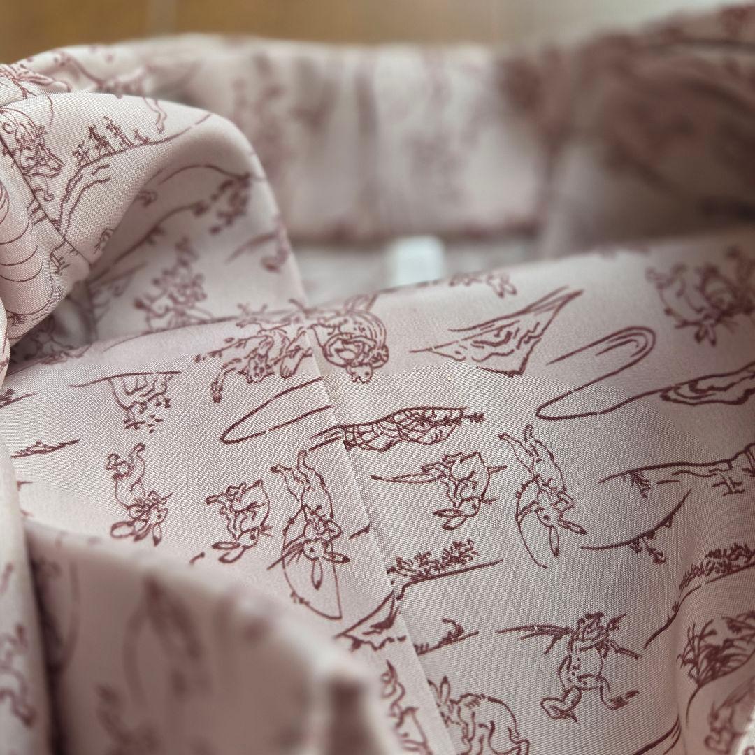 新品未使用 仕付け糸付き 長襦袢 正絹 鳥獣戯画 お仕立て