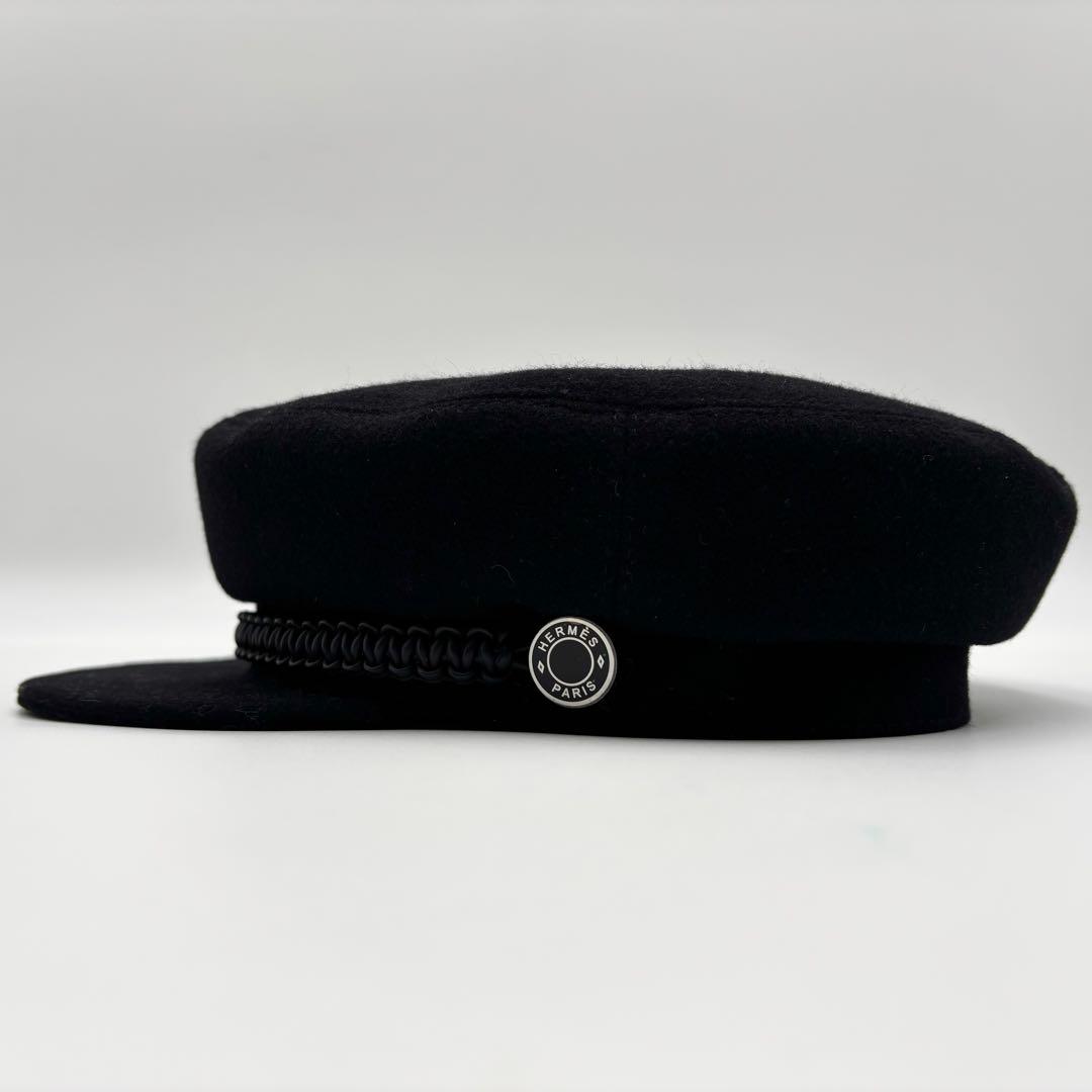 極美品 エルメス セリエ ドーヴィル カシミヤ キャスケット ブラック
