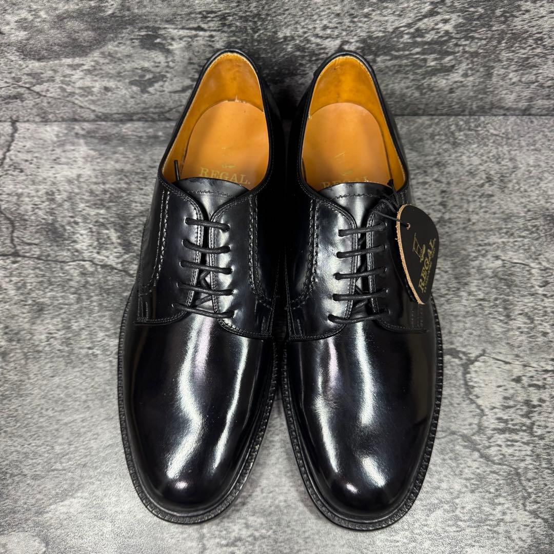 【新品未使用】REGAL プレーントゥ 2504 ガラスレザー ブラック 26