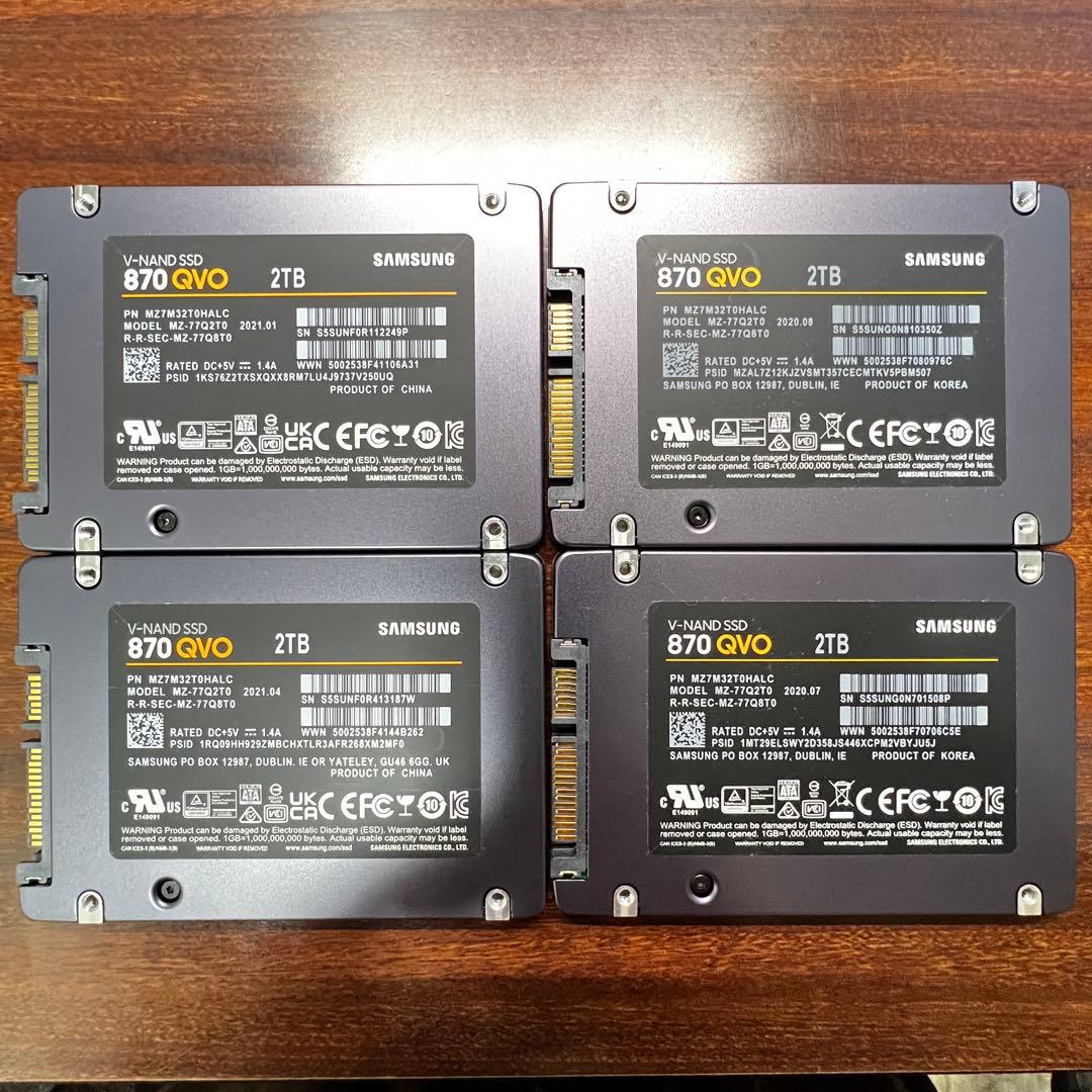 Samsung 870 QVO 2TB　× ４