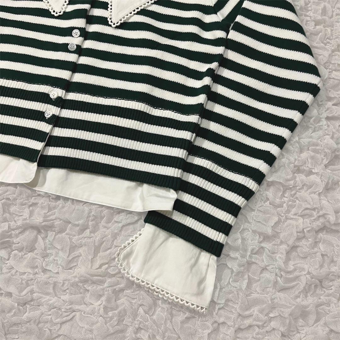 【新品未使用】Bibiy. ボーダー長袖ニットカーディガン