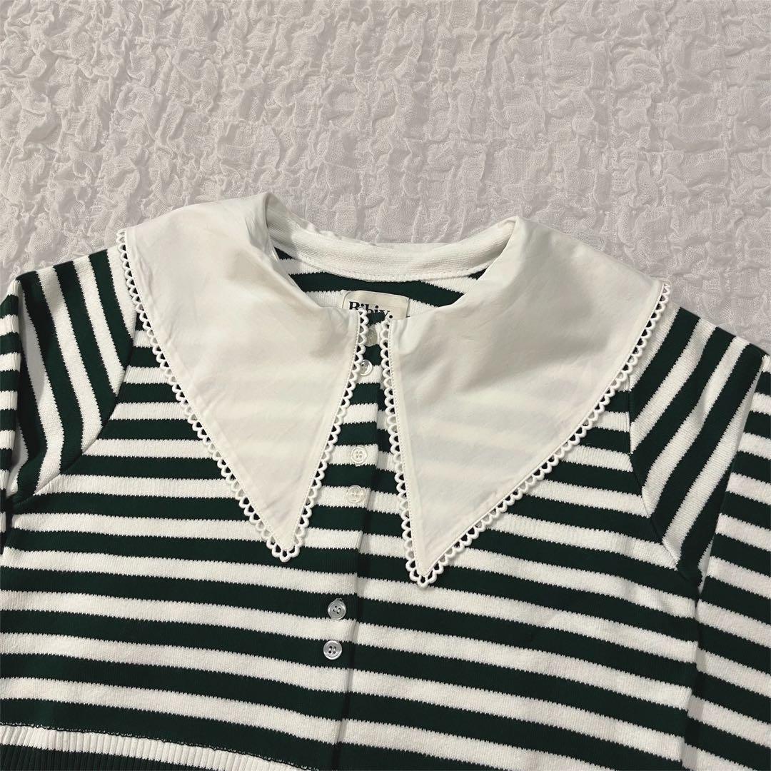 【新品未使用】Bibiy. ボーダー長袖ニットカーディガン