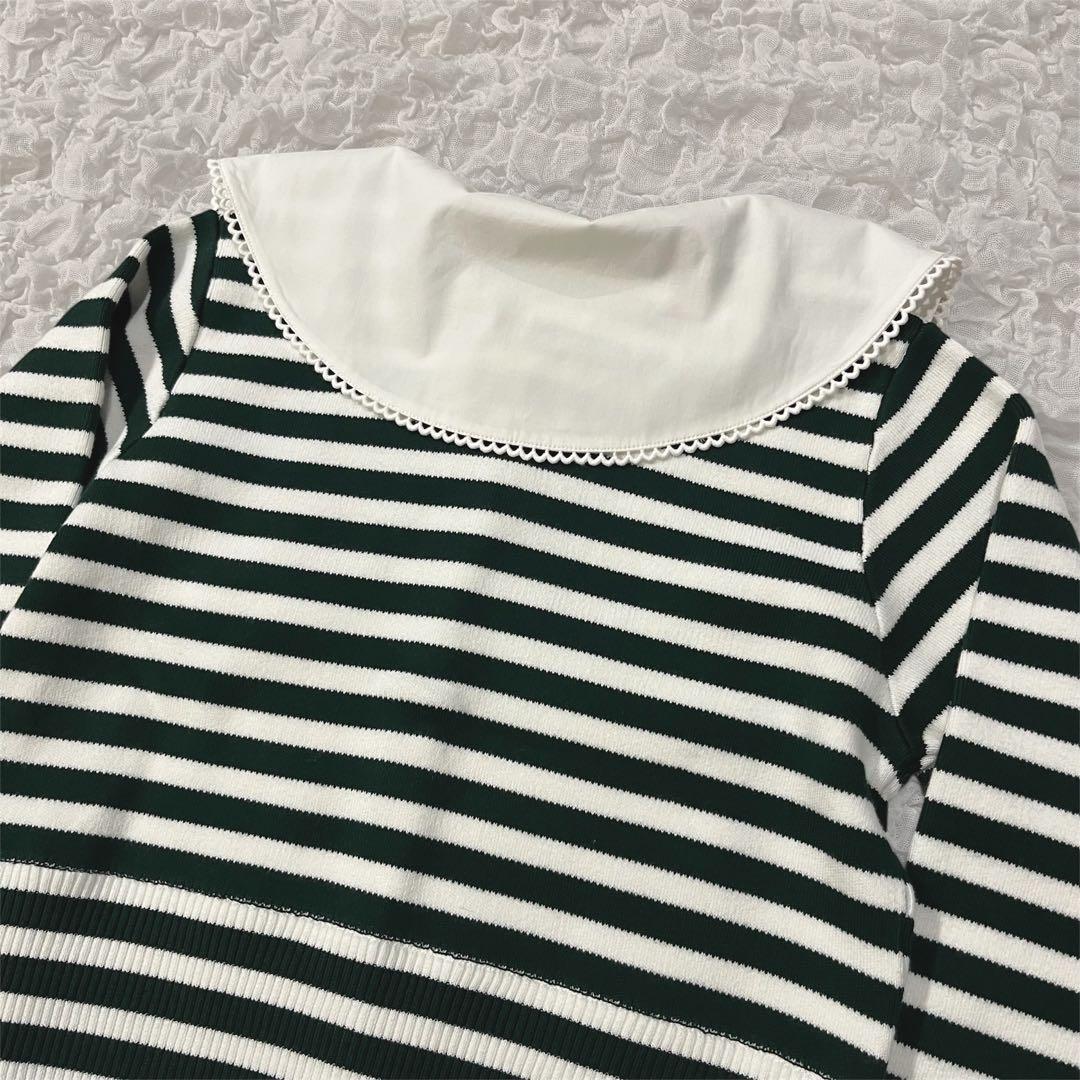 【新品未使用】Bibiy. ボーダー長袖ニットカーディガン