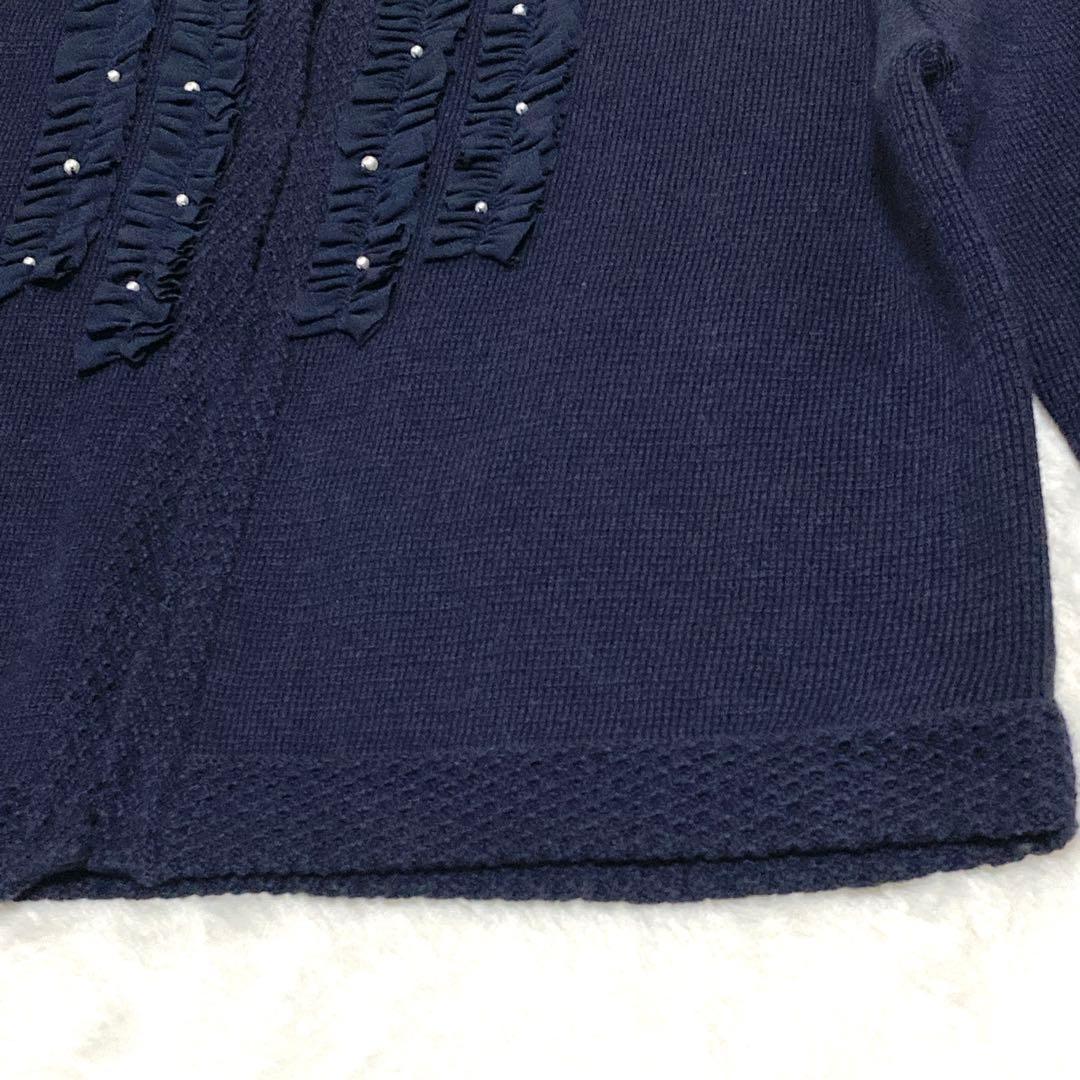 極美品✨ポンポネットジュニア　総レースワンピース ボレロカーディガン 紺 160