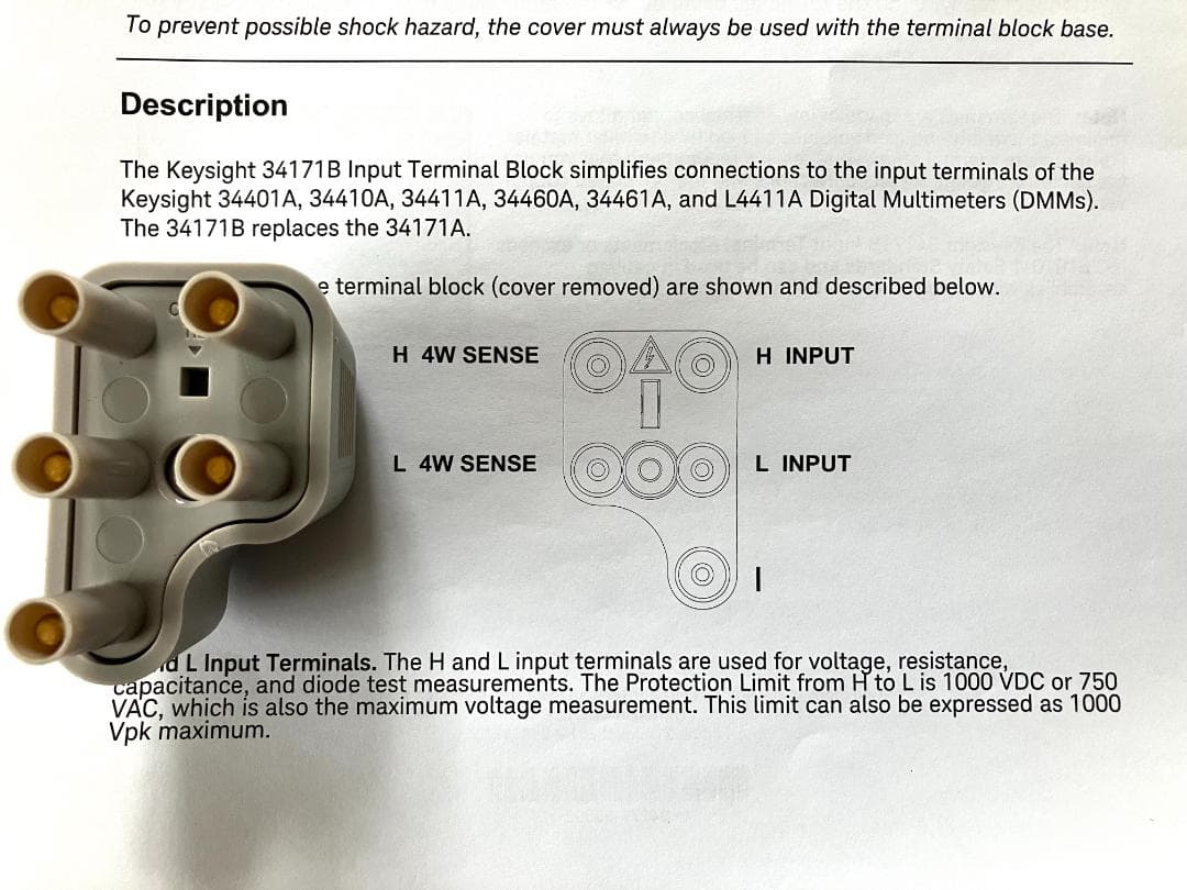 その他 Keysight 34171B DMM Input Terminal Block