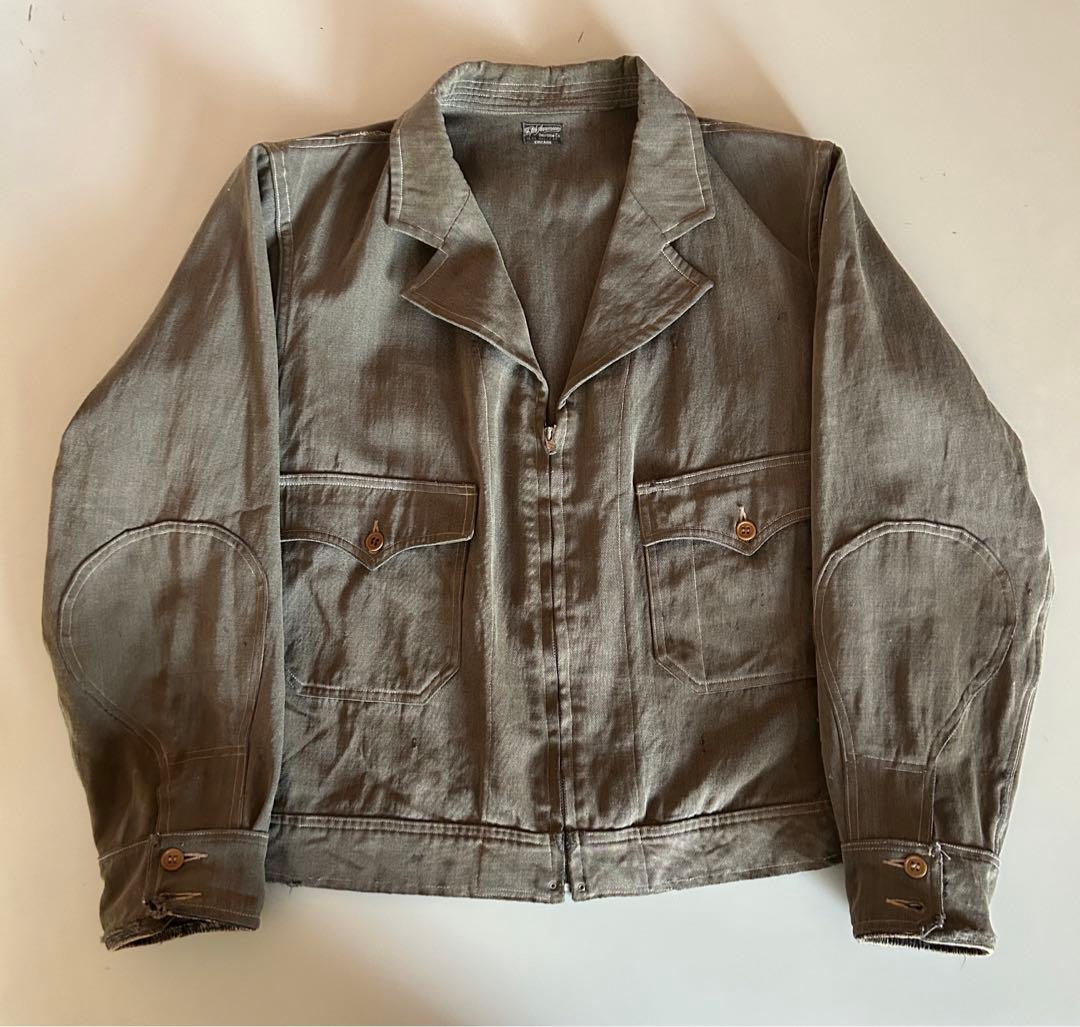 30s〜　ウィップコード　ジャケット　鳩目　グリーン　カーキ