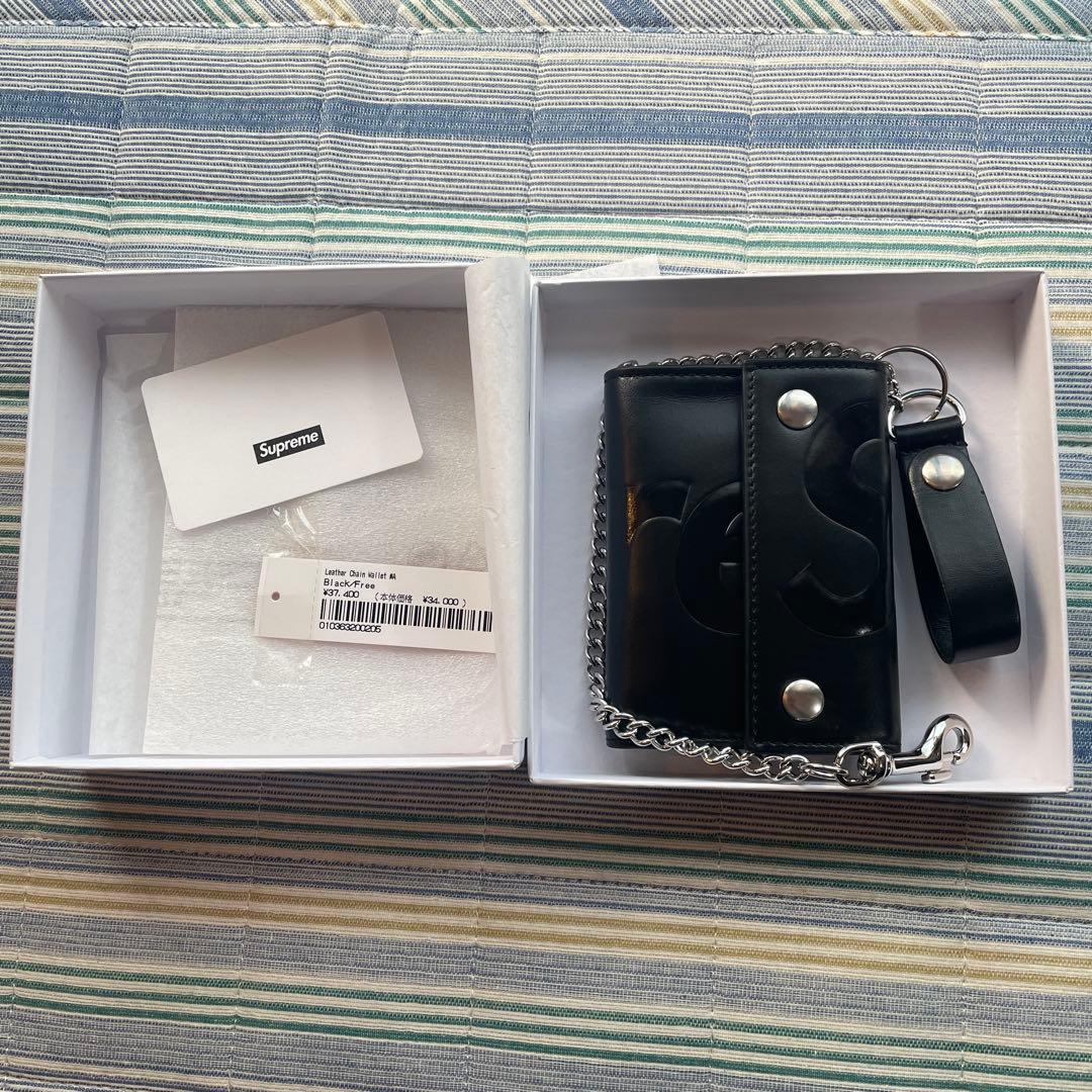Supreme ブラック レザー ウォレットチェーン