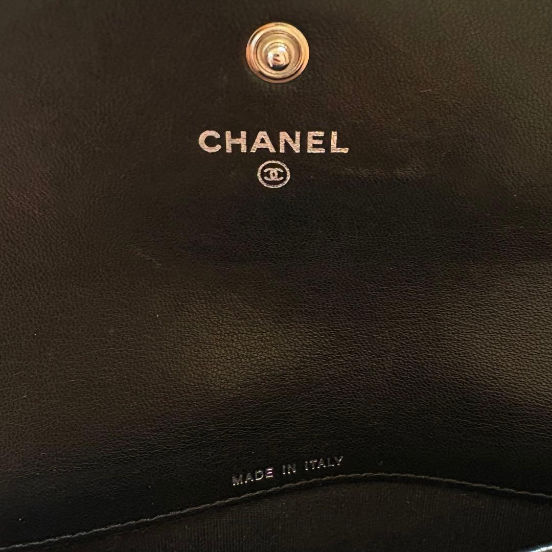 CHANEL シャネル レザー Ｖステッチ ⻑財布 ブラック ソーブラック