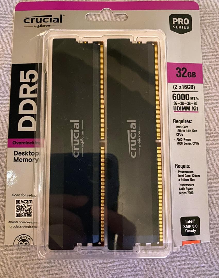 完動品 Crucial Pro DDR5-6000 16GB 2枚 32GB