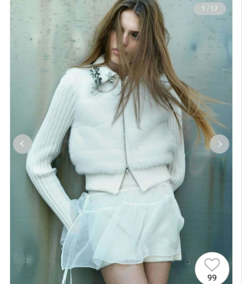 新品タグ付　ファーニットブルゾン　白　SNIDEL