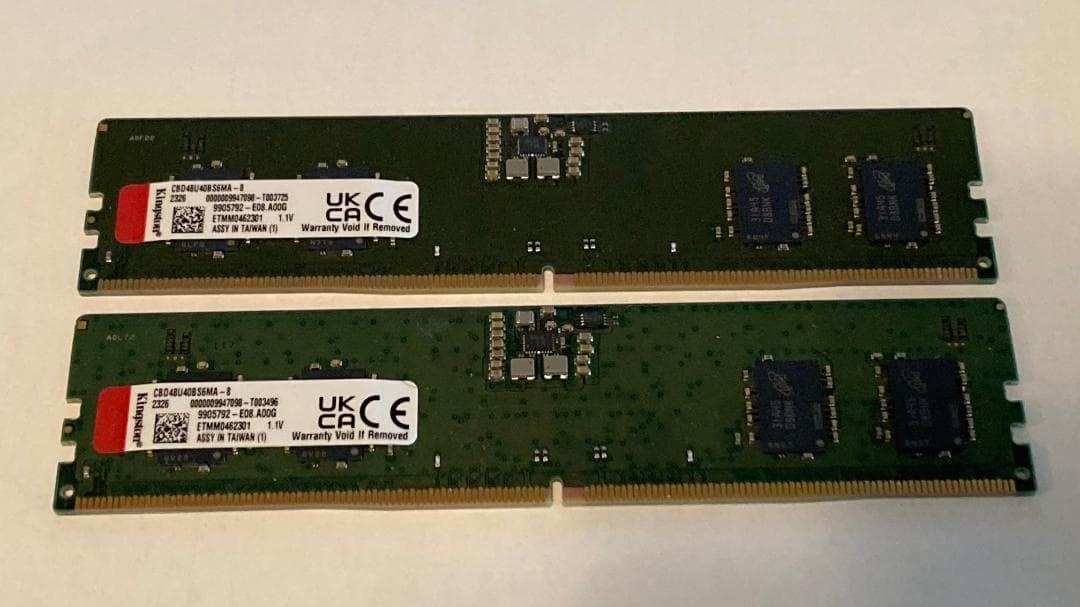 い*ー様 DDR5-4800 8gbx2枚(16gb) Kingston <動作
