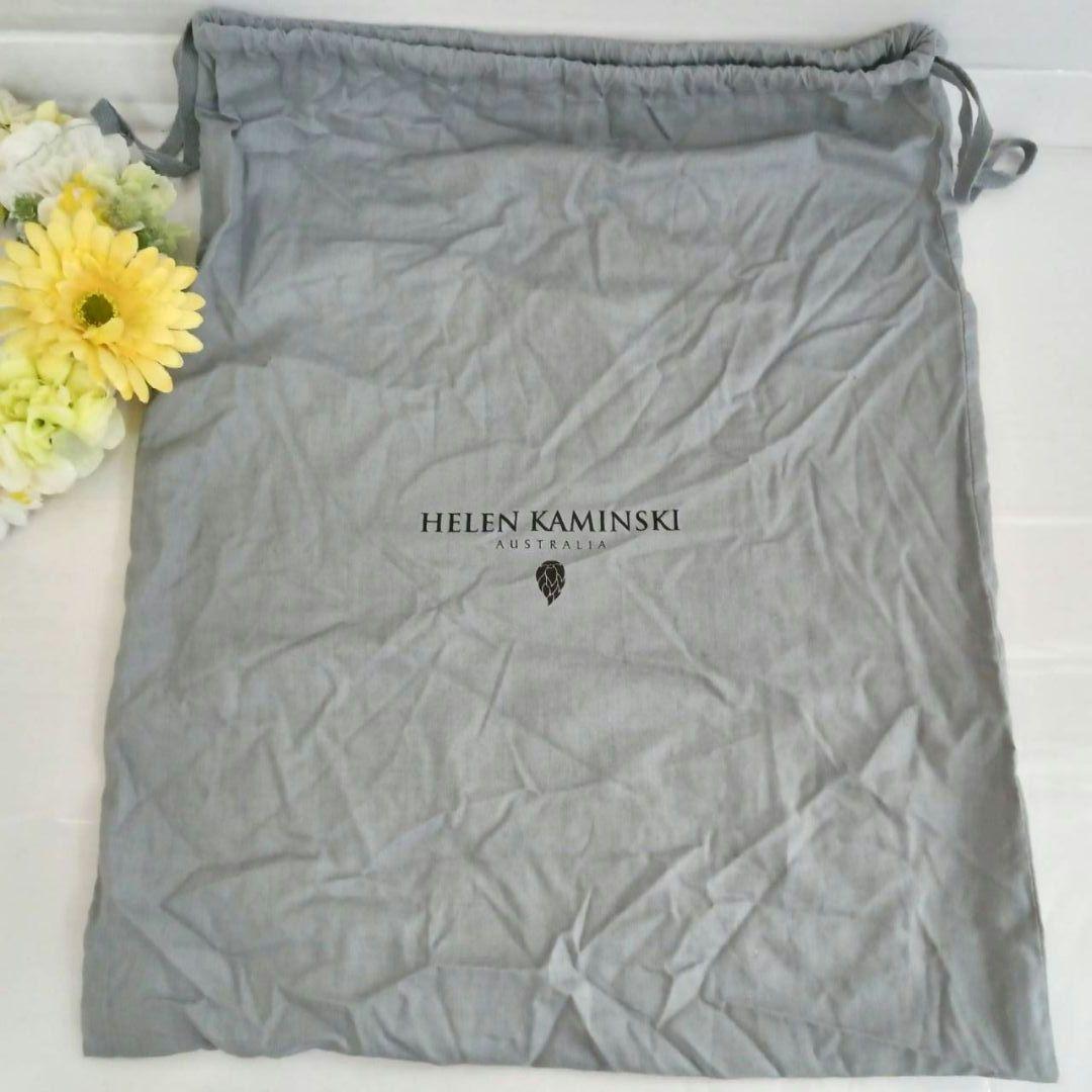 保存袋付き ヘレンカミンスキー カコバック リーフロゴ ラフィア レザー 黒