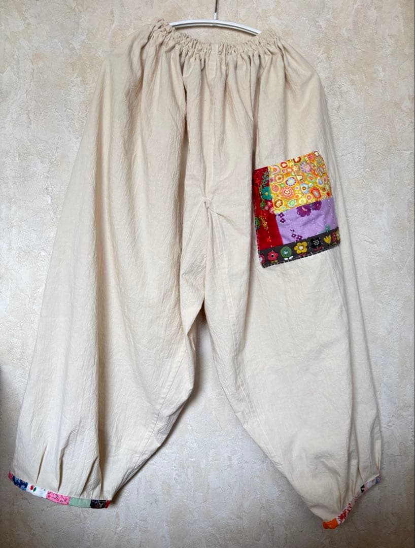 ちくちくもんぺパッチワーククリーム色