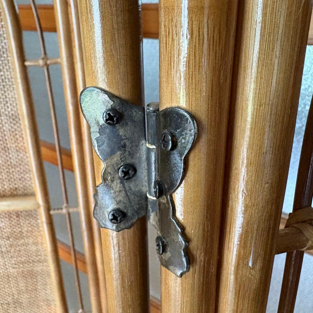 【昭和レトロ】籐 ラタン 4連・3連ペアセット　　パーテーション　間仕切り　衝立