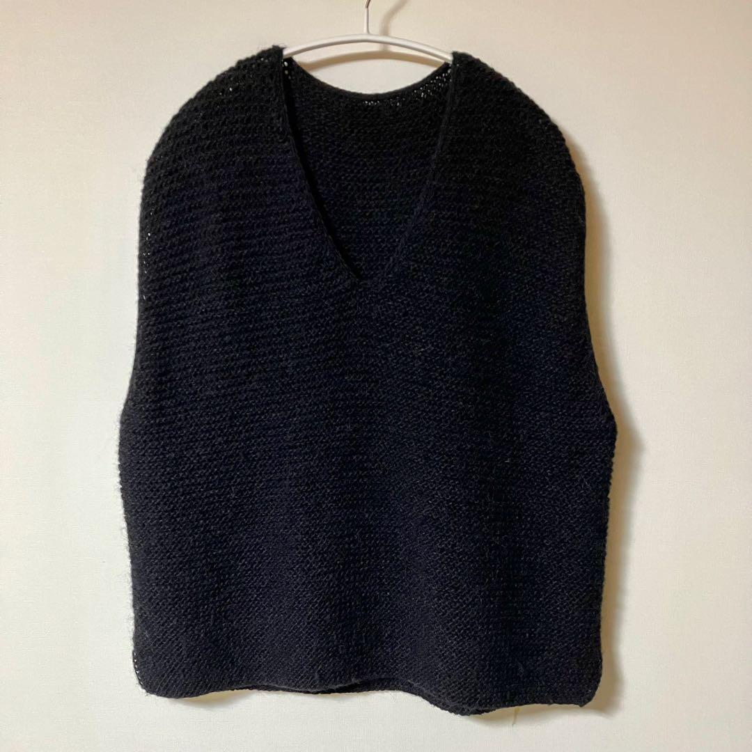 ゴーシュ アルパカウールハンドニット ベスト　ブラック