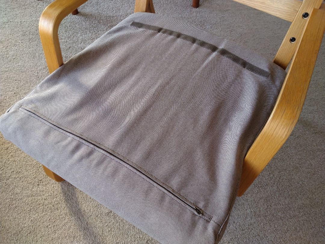 【良品】MUJI無印 ダイニングソファチェアオーク材/リビングでもつかえる茶①