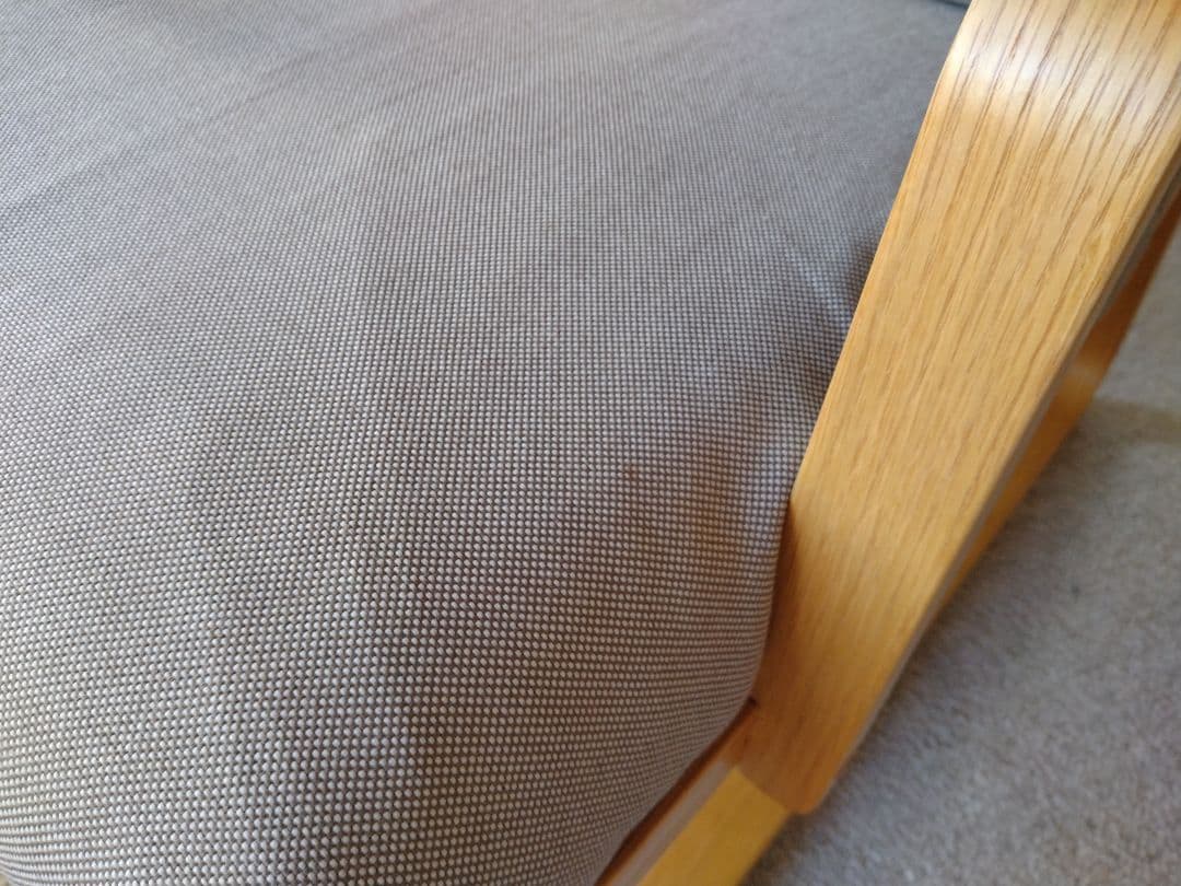 【良品】MUJI無印 ダイニングソファチェアオーク材/リビングでもつかえる茶①