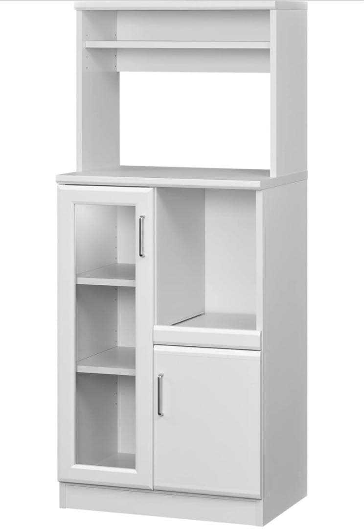 白井産業 レンジ台 食器棚 ホワイト 幅58.6高さ138.0奥行41.8cm