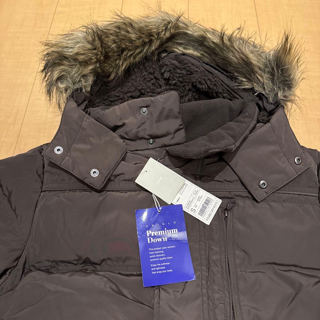新品 ユニクロ プレミアム ダウンジャケット Sサイズ 茶 ブラウンY2K