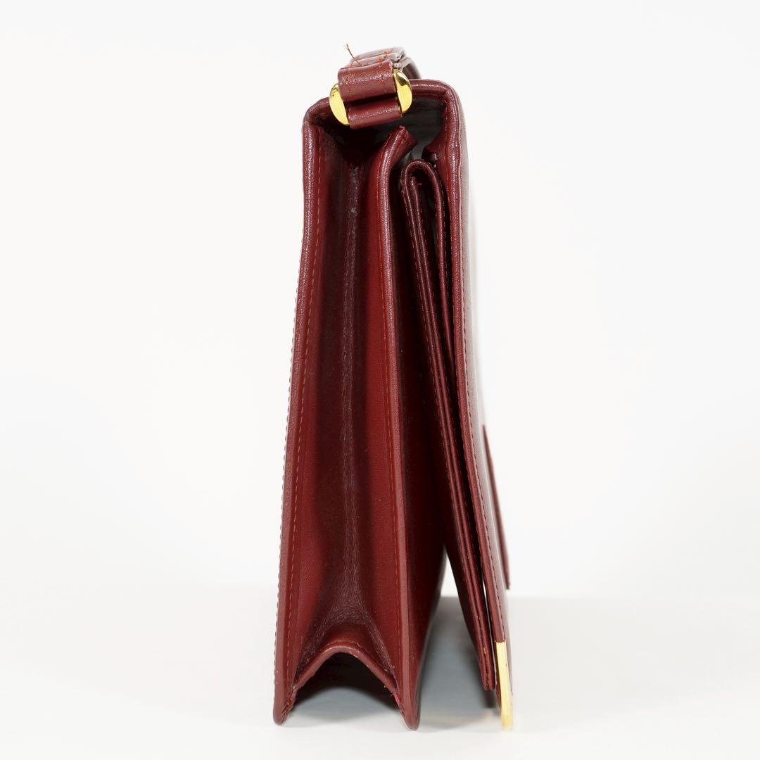 【美品✨】カルティエ　マストライン　クラッチバッグ　ロゴ型押し　ボルドー　レザー