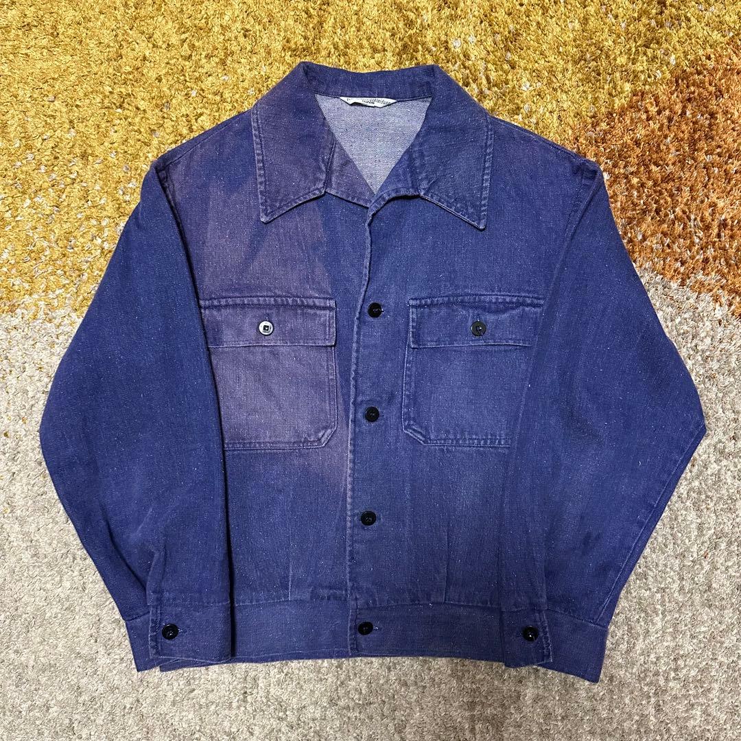 【ナス紺】東ドイツ軍 ワークジャケット サンフェード VEB