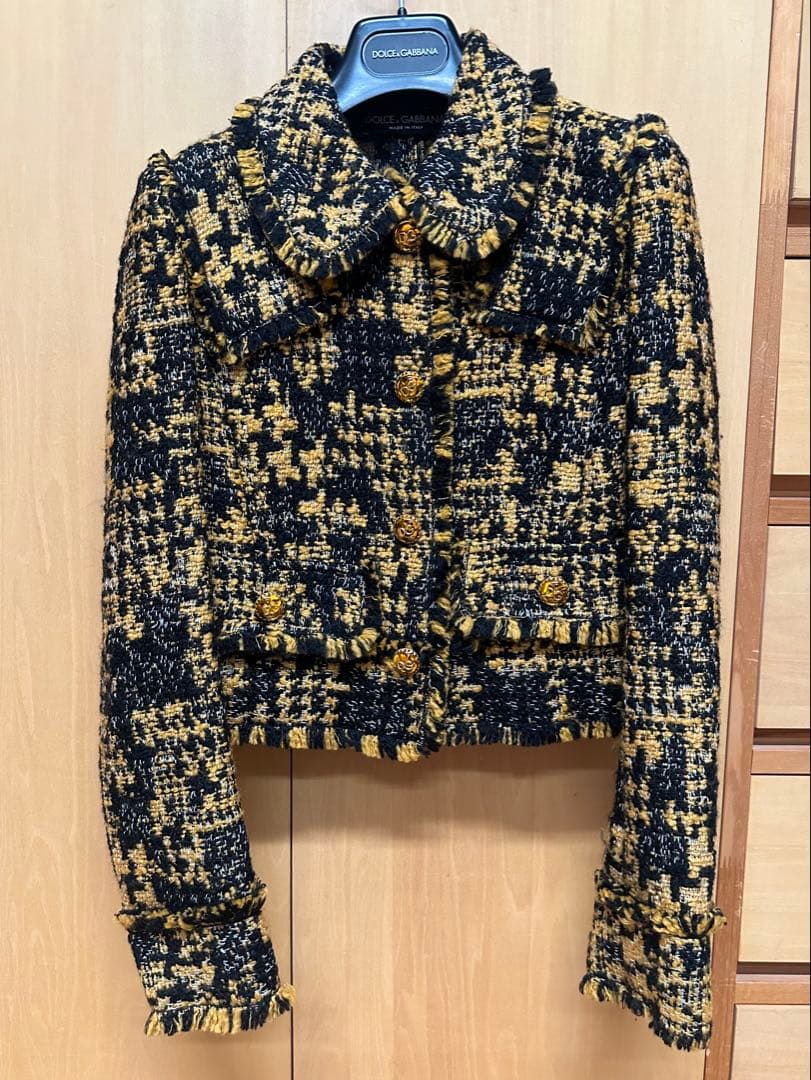 DOLCE&GABBANA ブラック/イエロー ツイードジャケット