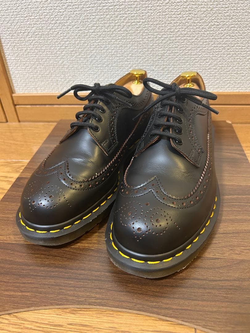 ドクターマーチン　茶芯レザー　フルブローグ厚底ウィングチップレザーシューズ　最終