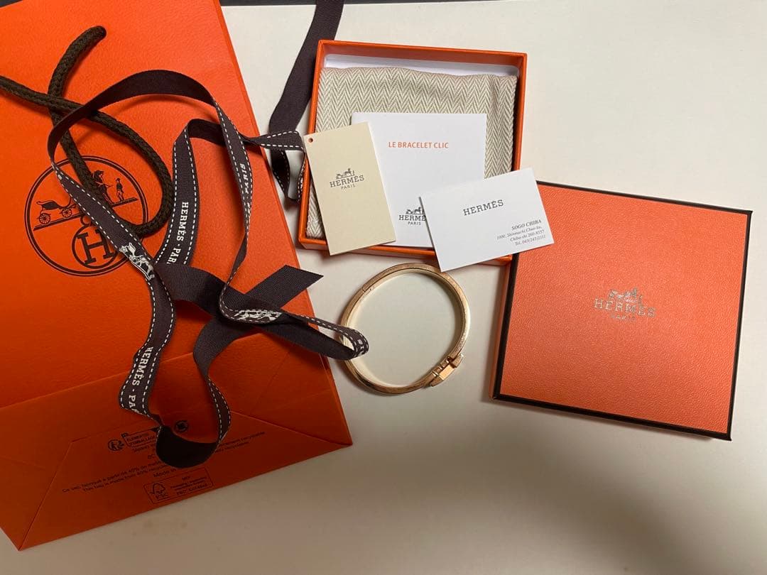 エルメス　バングル　クリック　H　ホワイト　ピンクゴールド　ブレスレット　PG