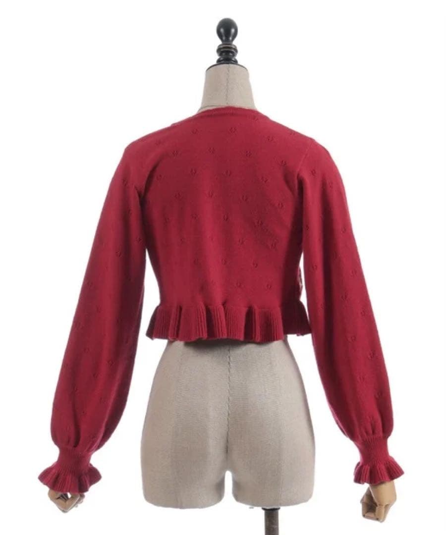 ♡新品アクシーズファムChalmiereいちご刺繍ニットボレロ（赤）♡