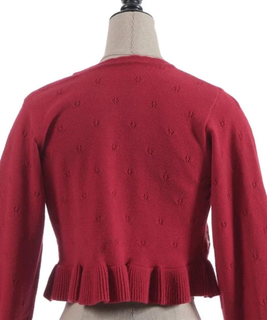 ♡新品アクシーズファムChalmiereいちご刺繍ニットボレロ（赤）♡