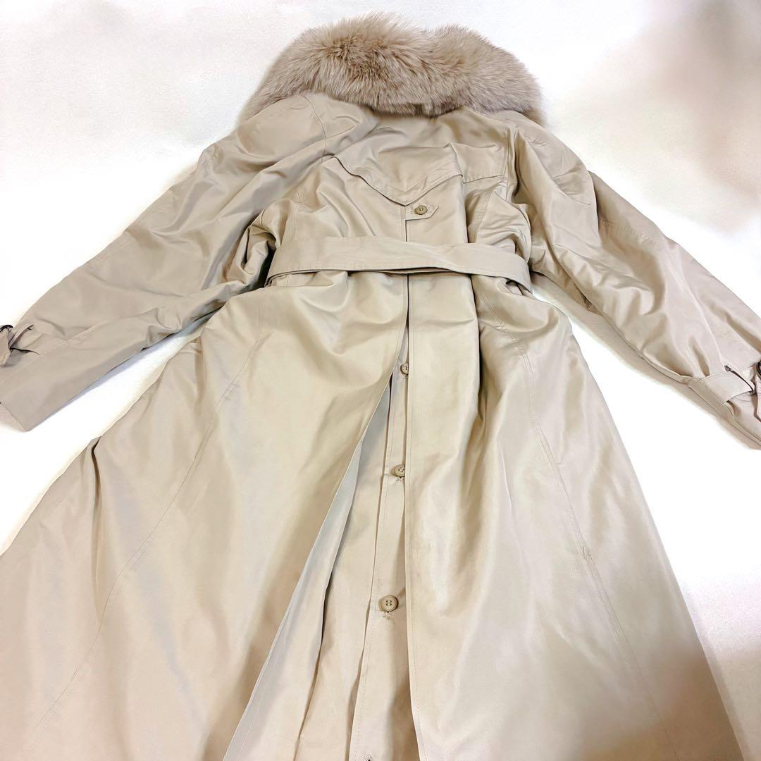 イタリア製 EMBA 絹 シルク ロングコートフォックスファー ファーライナー