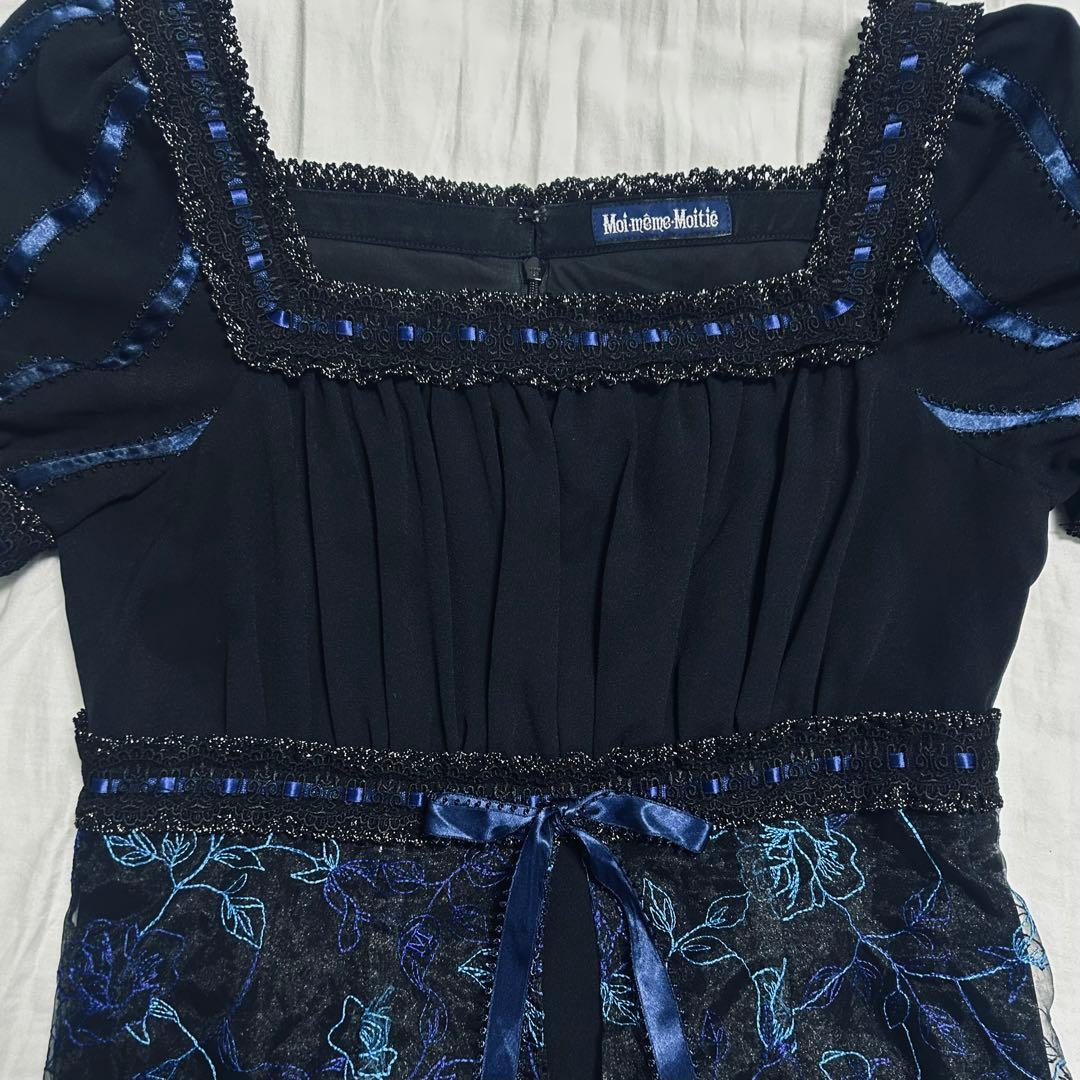 Moi-même-Moitié オーガンジー薔薇・ハイウェストロングドレス