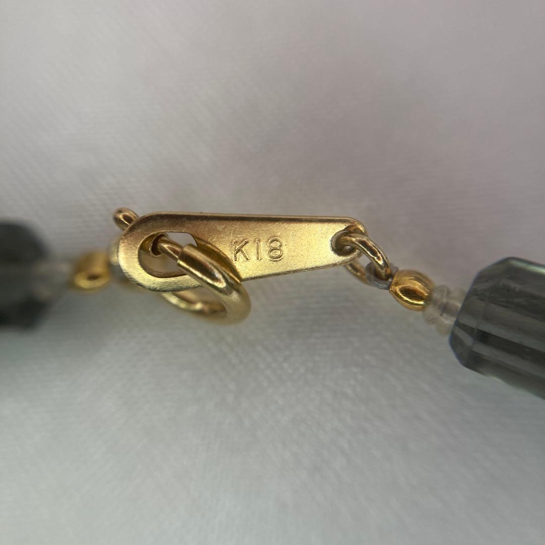 <美品> K18 トルマリン　ネックレス　ブレスレット　天然石　グリーン　ピンク