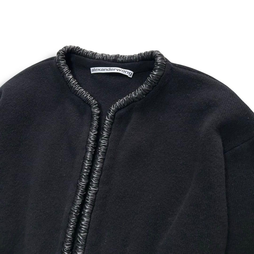 アレキサンダーワン ニット レザー ジャケット 切替 ボリュームスリーブ